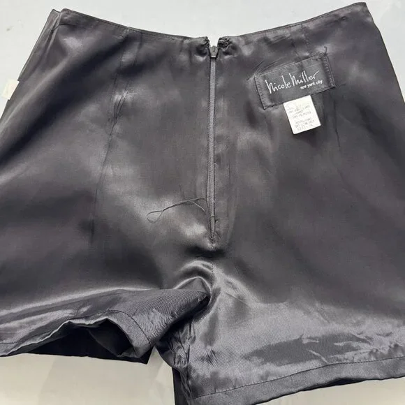 Nicole Miller Black Tuxedo Shorts Size 4 Satin Trim Tailored Dress Shorts - Picture 11 of 11